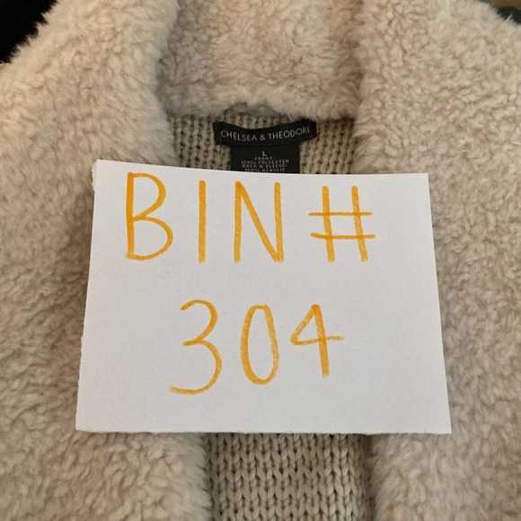 Chelsea & Theodore Cardigan Sz L Ivory Faux Suede Sherpa Shawl Collar Knit - Picture 8 of 8